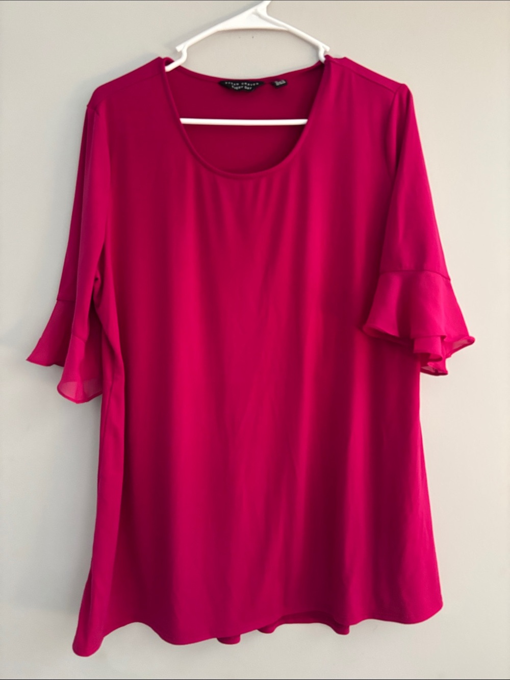 Susan Graver Fuchsia Ruffle Sleeve Tunic